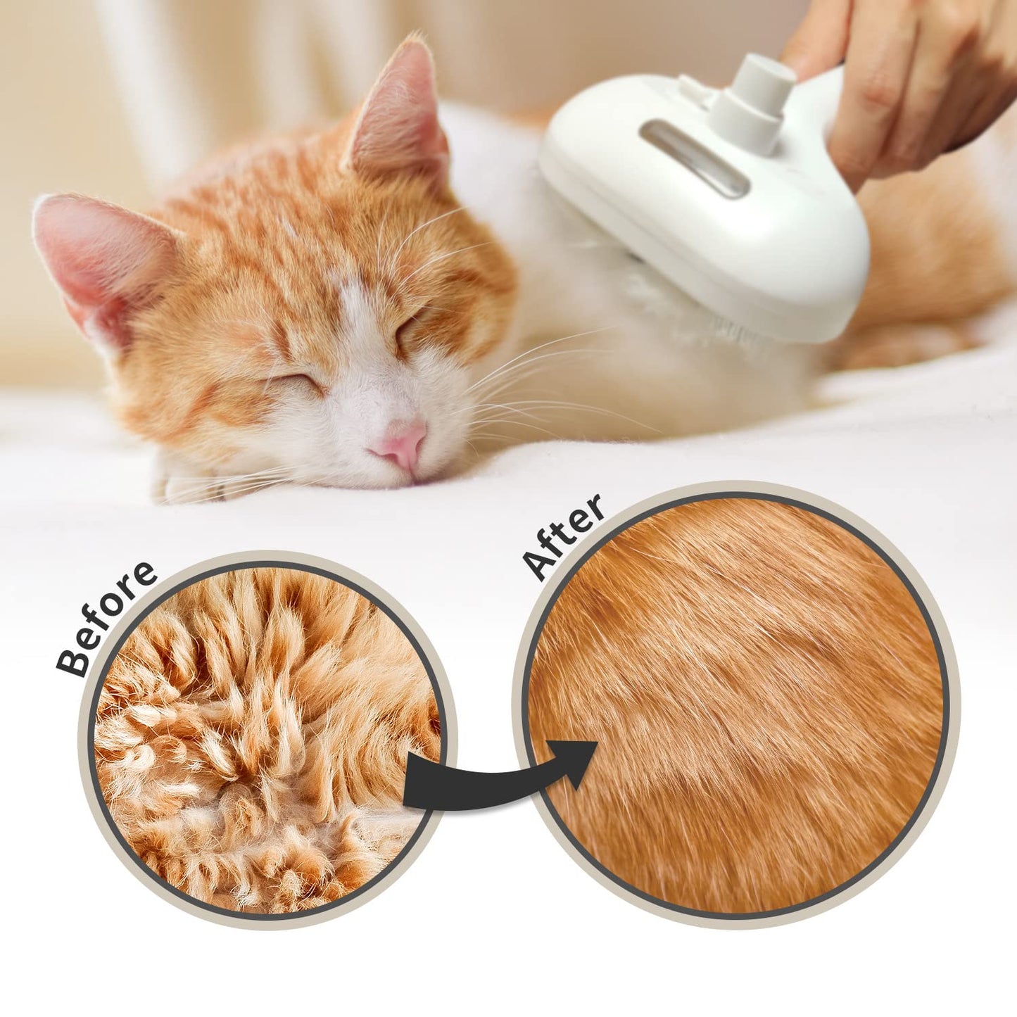 Steam Brush for Shedding, 3 In 1 Steam Cat Brush Self Cleaning Dog Brush for Long and Short Hair Dogs and Cats Pet Grooming Comb Remove Tangled Loose Hair (White)
