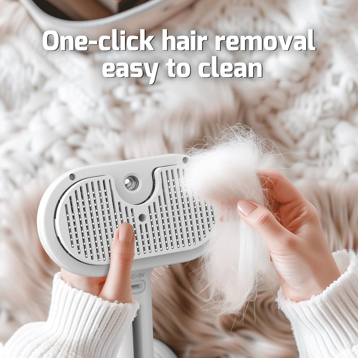 Steam Brush for Shedding, 3 In 1 Steam Cat Brush Self Cleaning Dog Brush for Long and Short Hair Dogs and Cats Pet Grooming Comb Remove Tangled Loose Hair (White)